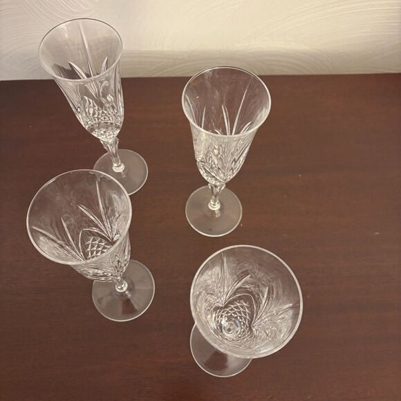 Salzburg Cristal De Flandre Champagne Flutes 24% Pb Crystal Set of 4 NIB Wedding - Picture 3 of 8